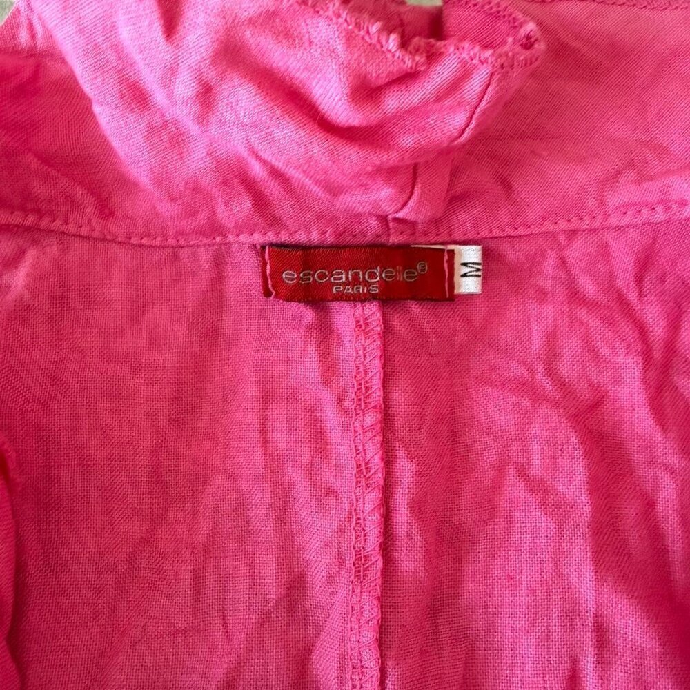 Adorable 100 Linen Pink Ruffle 5 E 0 F - Picture 5 of 7